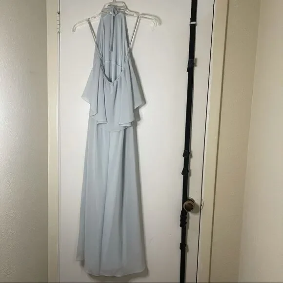 Nouvelle Amsale Cait Dress Formal Chiffon Blue - Picture 5 of 9